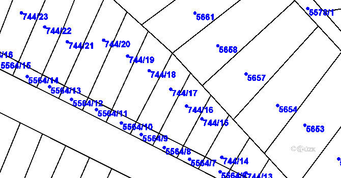 Parcela st. 744/17 v KÚ Archlebov, Katastrální mapa