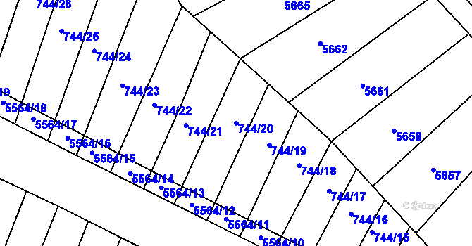 Parcela st. 744/20 v KÚ Archlebov, Katastrální mapa