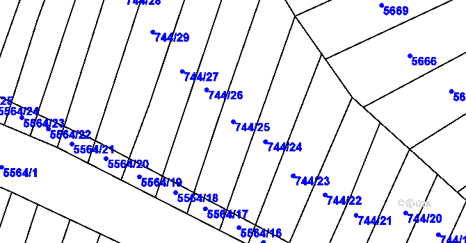 Parcela st. 744/25 v KÚ Archlebov, Katastrální mapa
