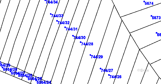Parcela st. 744/28 v KÚ Archlebov, Katastrální mapa
