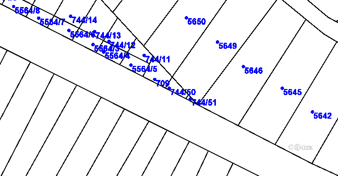 Parcela st. 744/50 v KÚ Archlebov, Katastrální mapa