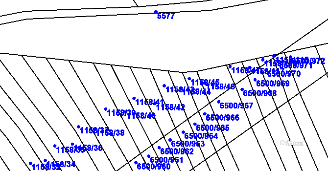 Parcela st. 1158/43 v KÚ Archlebov, Katastrální mapa