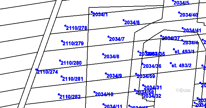 Parcela st. 2034/8 v KÚ Archlebov, Katastrální mapa