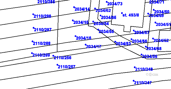Parcela st. 2034/17 v KÚ Archlebov, Katastrální mapa