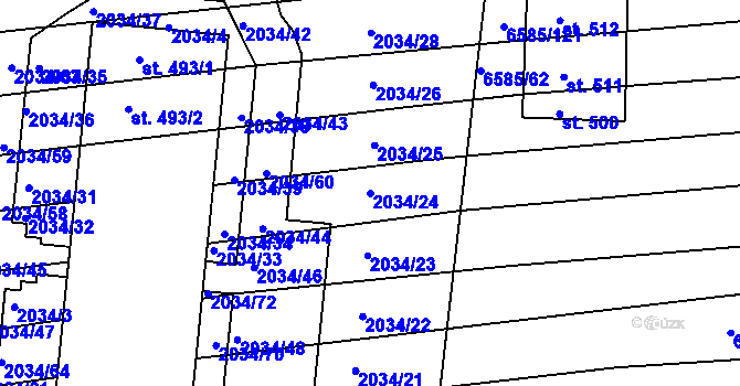 Parcela st. 2034/24 v KÚ Archlebov, Katastrální mapa