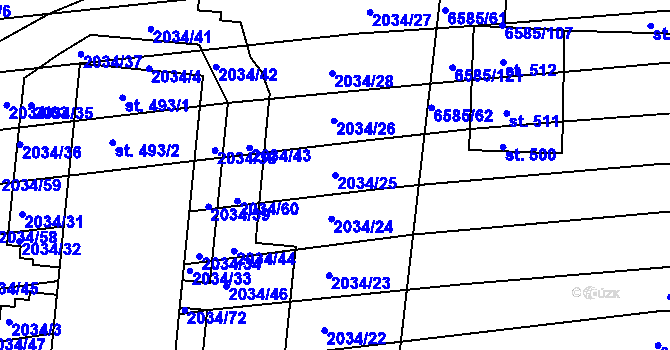 Parcela st. 2034/25 v KÚ Archlebov, Katastrální mapa