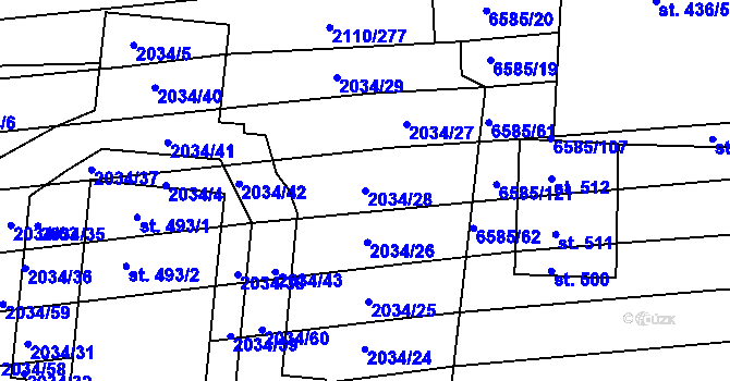 Parcela st. 2034/28 v KÚ Archlebov, Katastrální mapa