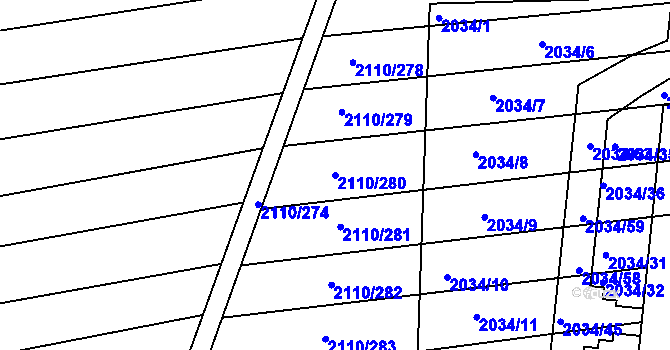 Parcela st. 2110/280 v KÚ Archlebov, Katastrální mapa