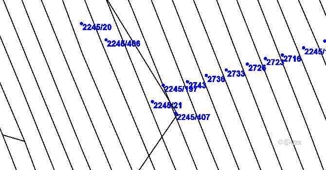 Parcela st. 2245/197 v KÚ Archlebov, Katastrální mapa