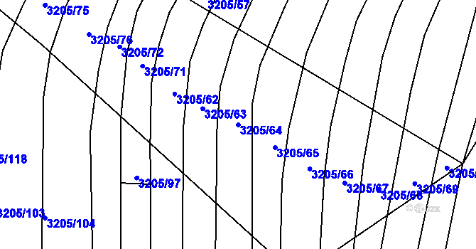 Parcela st. 3205/64 v KÚ Archlebov, Katastrální mapa