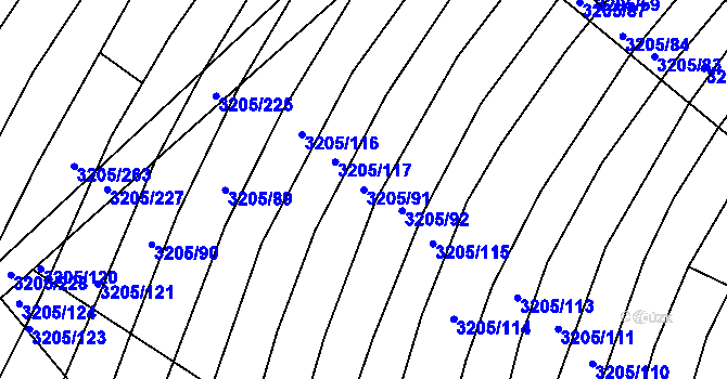 Parcela st. 3205/91 v KÚ Archlebov, Katastrální mapa