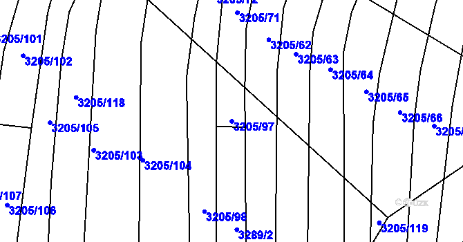 Parcela st. 3205/97 v KÚ Archlebov, Katastrální mapa