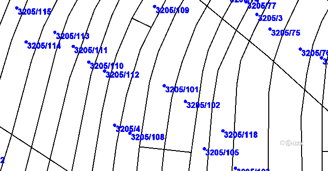 Parcela st. 3205/101 v KÚ Archlebov, Katastrální mapa