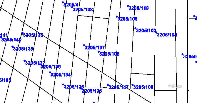 Parcela st. 3205/106 v KÚ Archlebov, Katastrální mapa