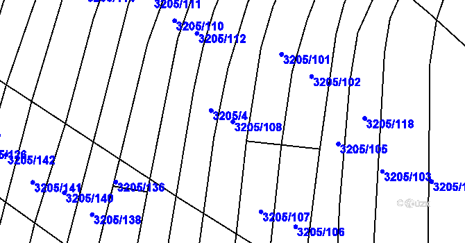 Parcela st. 3205/108 v KÚ Archlebov, Katastrální mapa