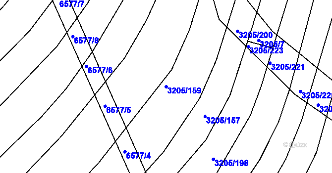 Parcela st. 3205/159 v KÚ Archlebov, Katastrální mapa