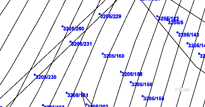 Parcela st. 3205/160 v KÚ Archlebov, Katastrální mapa