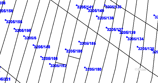 Parcela st. 3205/185 v KÚ Archlebov, Katastrální mapa