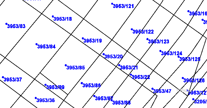 Parcela st. 3953/20 v KÚ Archlebov, Katastrální mapa