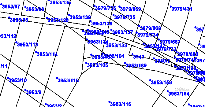 Parcela st. 3953/104 v KÚ Archlebov, Katastrální mapa