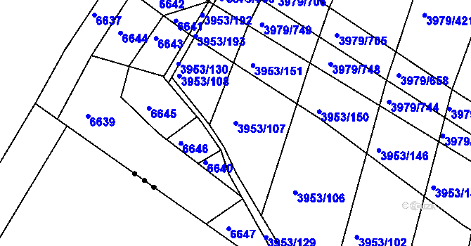 Parcela st. 3953/107 v KÚ Archlebov, Katastrální mapa