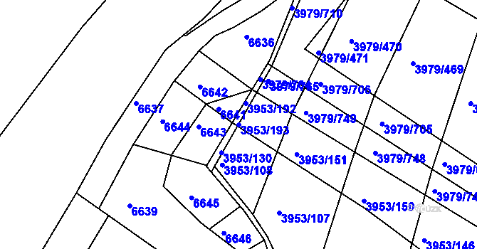 Parcela st. 3953/193 v KÚ Archlebov, Katastrální mapa