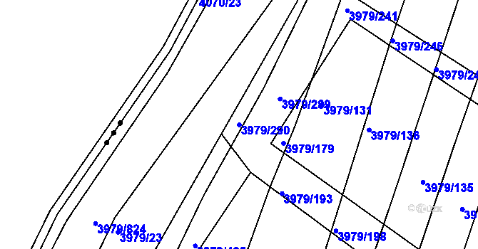 Parcela st. 3979/290 v KÚ Archlebov, Katastrální mapa