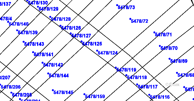 Parcela st. 5478/124 v KÚ Archlebov, Katastrální mapa