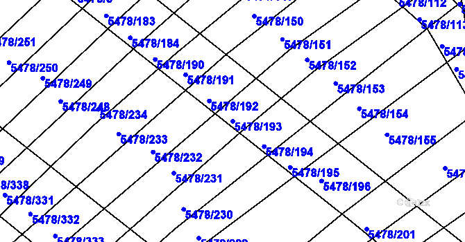 Parcela st. 5478/193 v KÚ Archlebov, Katastrální mapa