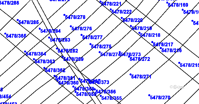 Parcela st. 5478/274 v KÚ Archlebov, Katastrální mapa