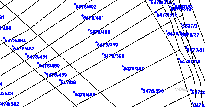 Parcela st. 5478/398 v KÚ Archlebov, Katastrální mapa