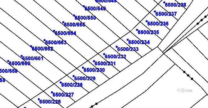 Parcela st. 6500/232 v KÚ Archlebov, Katastrální mapa