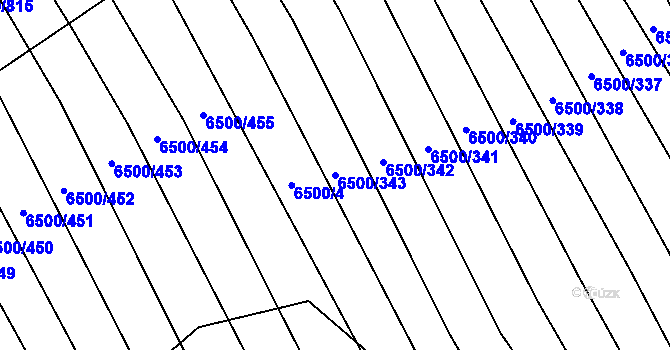 Parcela st. 6500/343 v KÚ Archlebov, Katastrální mapa