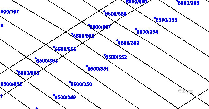 Parcela st. 6500/352 v KÚ Archlebov, Katastrální mapa