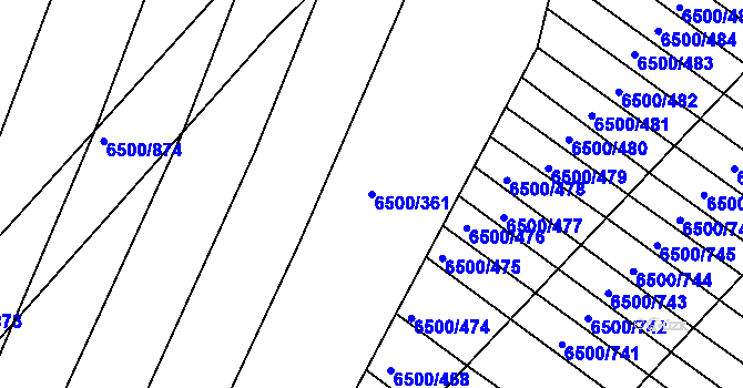Parcela st. 6500/361 v KÚ Archlebov, Katastrální mapa