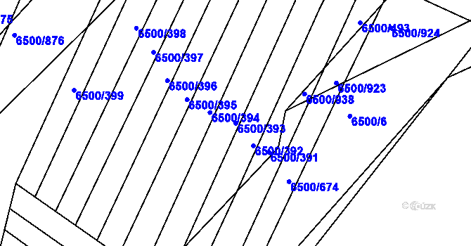 Parcela st. 6500/393 v KÚ Archlebov, Katastrální mapa