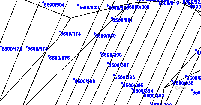 Parcela st. 6500/398 v KÚ Archlebov, Katastrální mapa