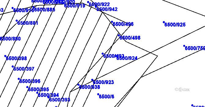 Parcela st. 6500/493 v KÚ Archlebov, Katastrální mapa