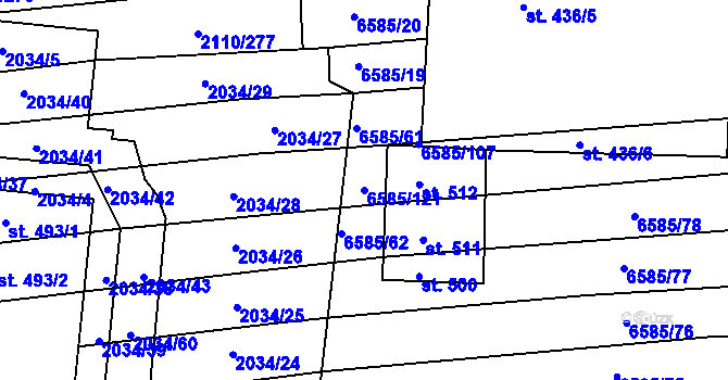 Parcela st. 6585/121 v KÚ Archlebov, Katastrální mapa