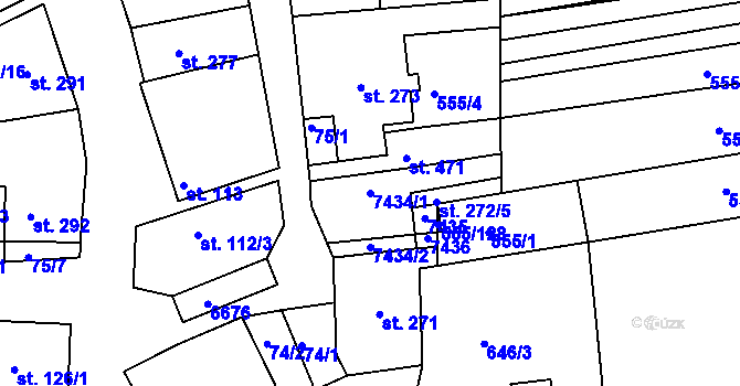 Parcela st. 7434/1 v KÚ Archlebov, Katastrální mapa