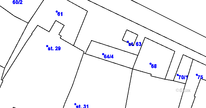 Parcela st. 64/4 v KÚ Arneštovice, Katastrální mapa