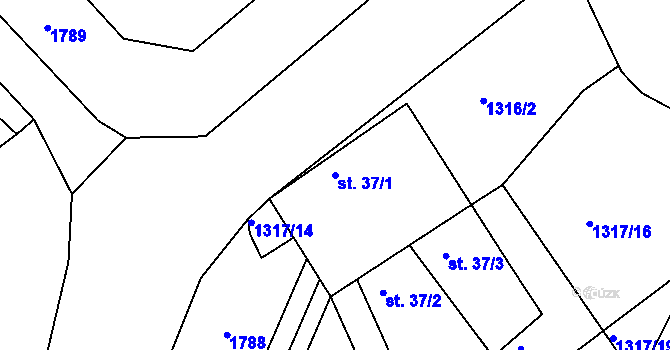 Parcela st. 37/1 v KÚ Arneštovice, Katastrální mapa