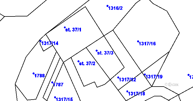 Parcela st. 37/3 v KÚ Arneštovice, Katastrální mapa