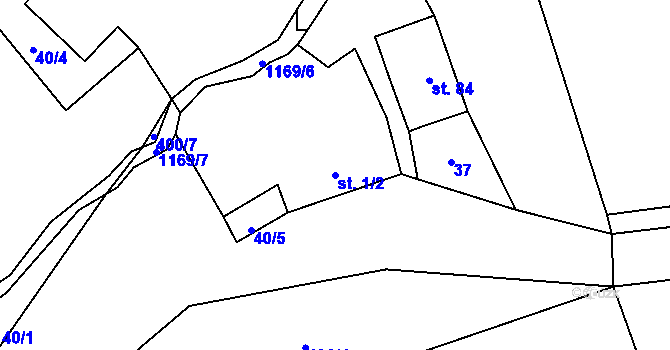 Parcela st. 1/2 v KÚ Arnolec, Katastrální mapa