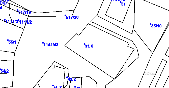 Parcela st. 8 v KÚ Arnolec, Katastrální mapa
