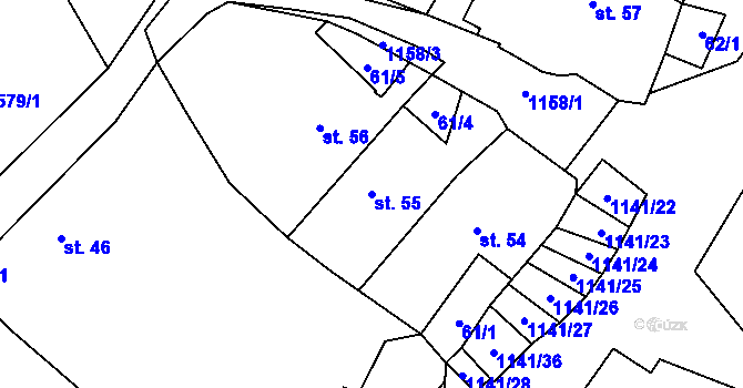 Parcela st. 55 v KÚ Arnolec, Katastrální mapa