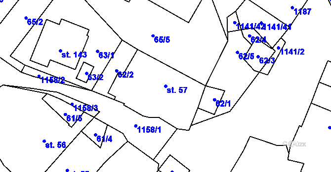 Parcela st. 57 v KÚ Arnolec, Katastrální mapa