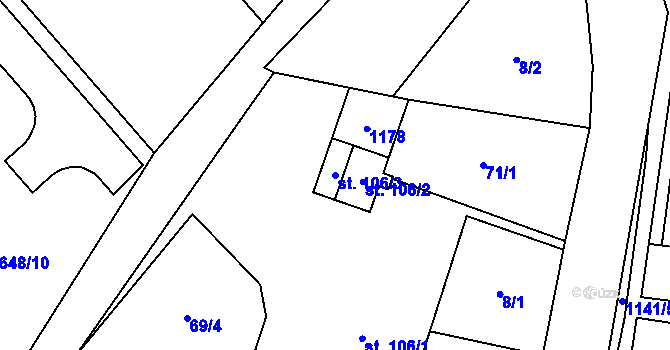 Parcela st. 106/3 v KÚ Arnolec, Katastrální mapa