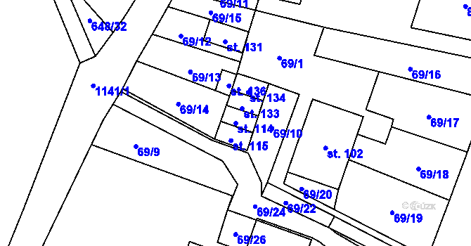 Parcela st. 114 v KÚ Arnolec, Katastrální mapa