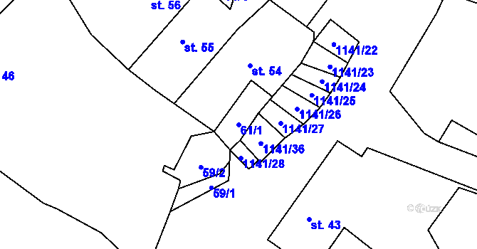 Parcela st. 61/1 v KÚ Arnolec, Katastrální mapa